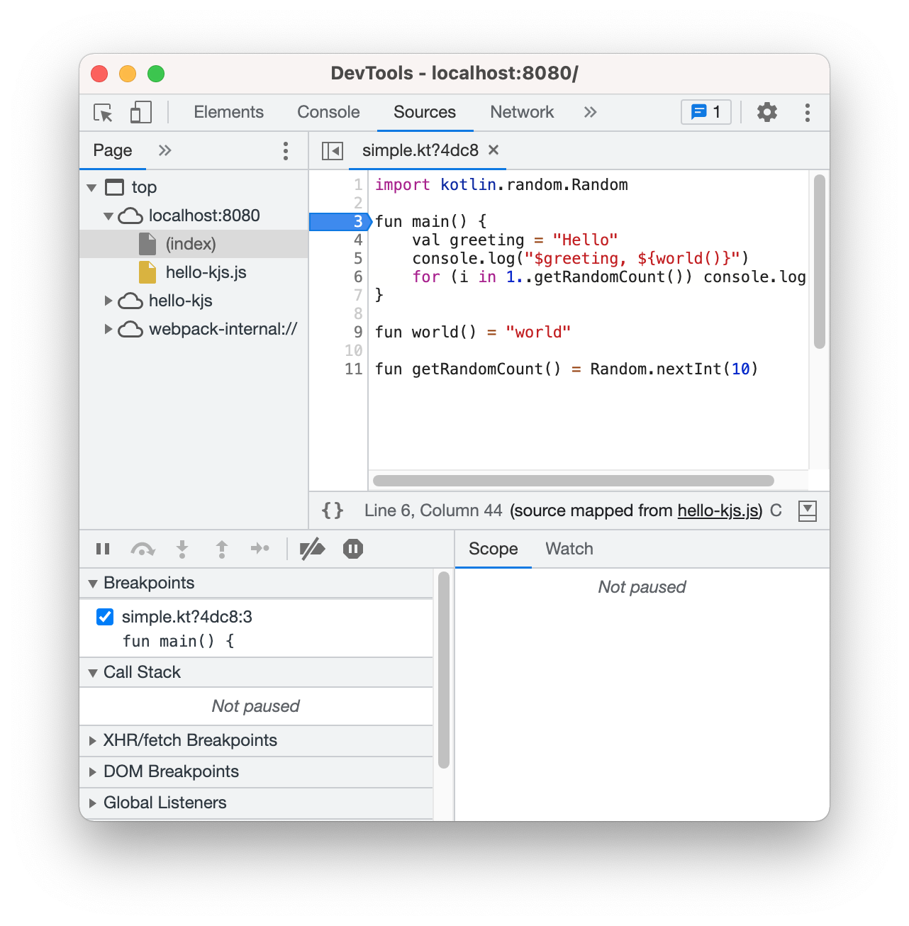 Debugging in Chrome DevTools