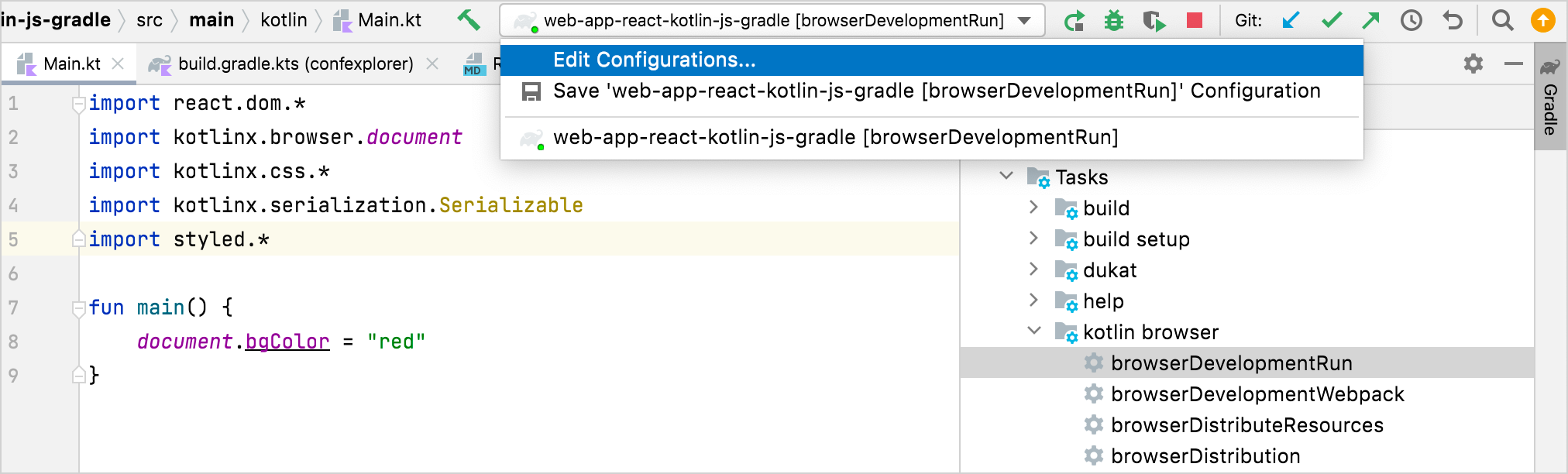 Edit a run configuration