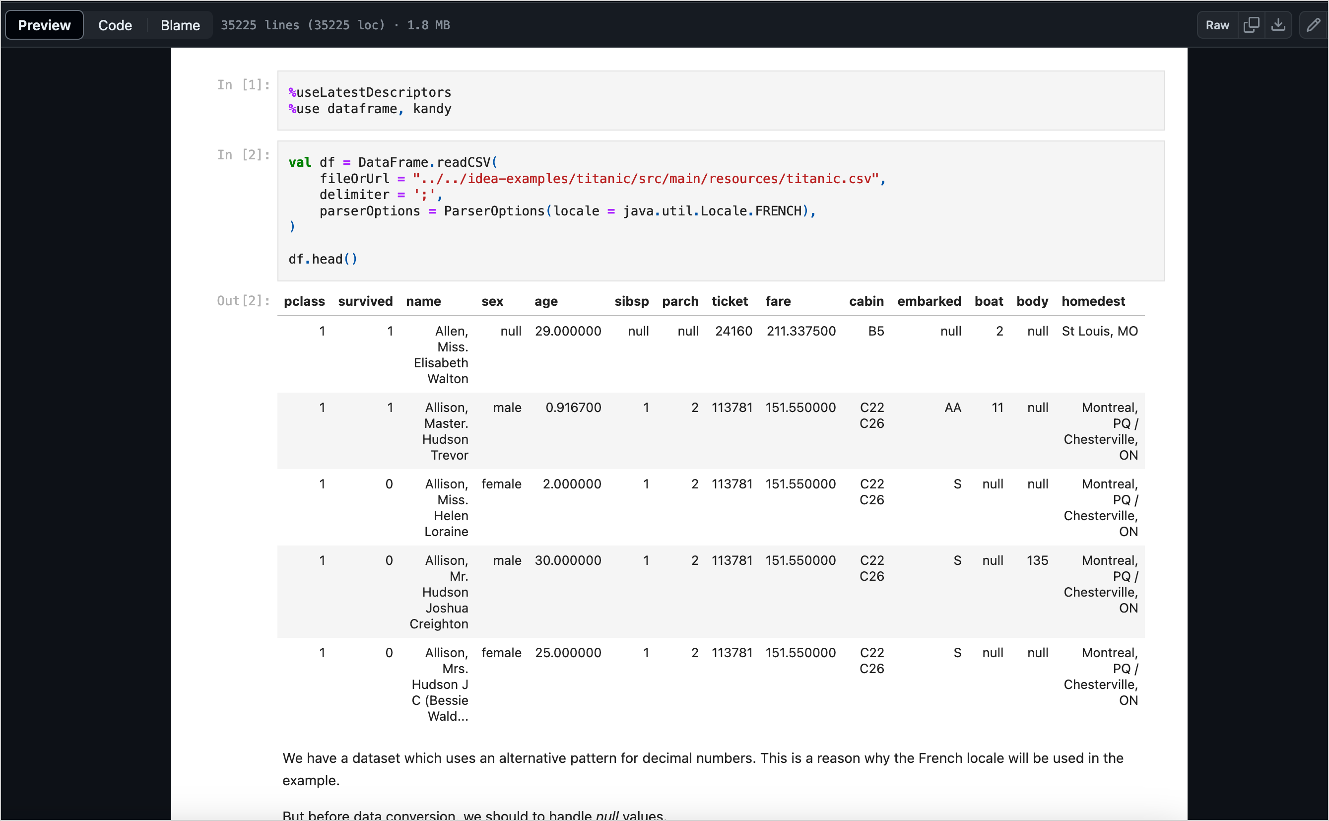 GitHub Notebook example