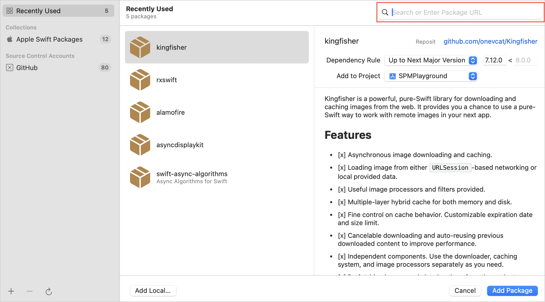 Specify repo with the package file